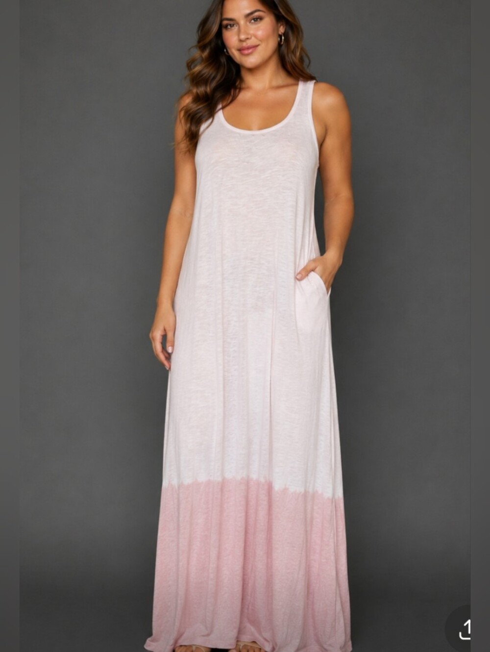 Joie Pink Ombre Maxi Dress Sleeveless, Gathered Back Soft Joie, Size Large